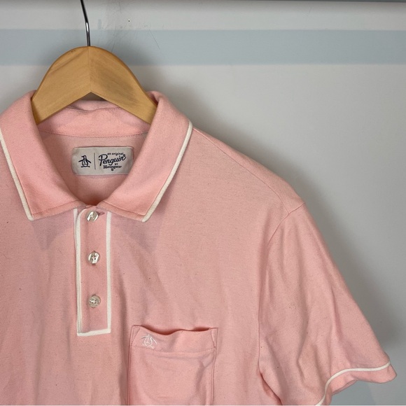 Original Penguin Polo Shirt - Medium - Pink with White Piping - Picture 3 of 3